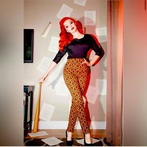 Pinup Girl Clothing Hotel Hexagon Tapered Long Trousers